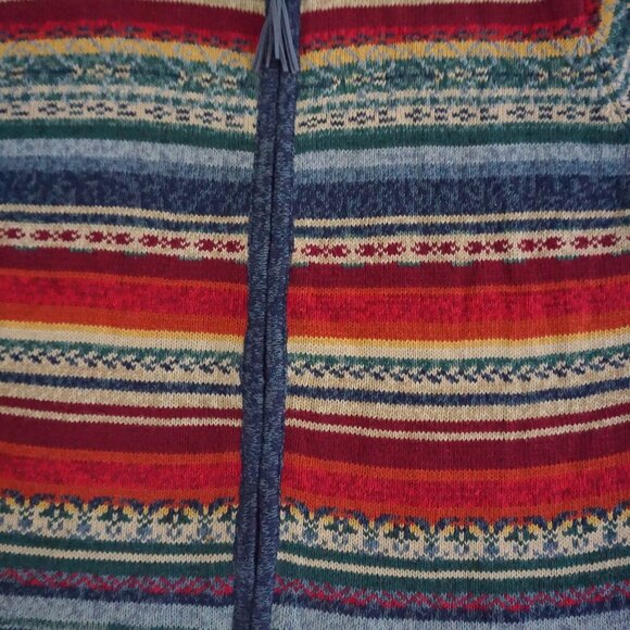 Vintage Tiara Blue Stripe Zip Front Knit Cardigan Cabincore Eclectic Grandpa M - Picture 6 of 9